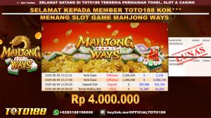 Bukti JP Kemenangan SLOT GAME MAHJONG WAYS 09 JUN 25
